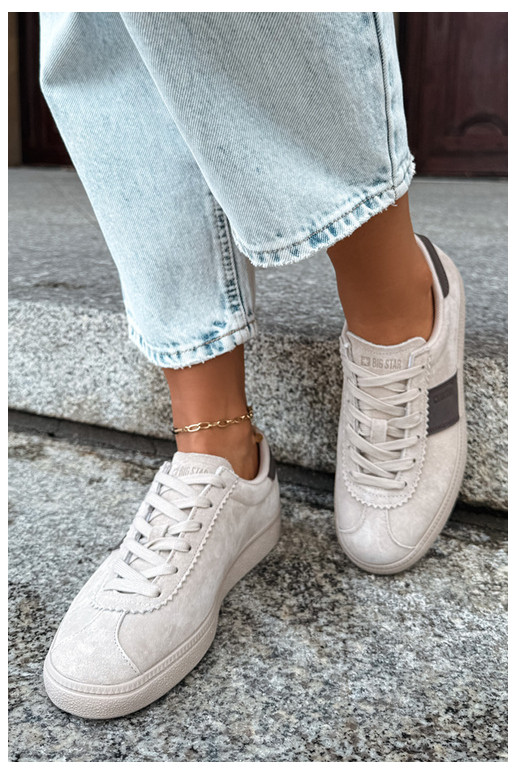 Faux suede women's sneakers Big Star UU274440 in sand