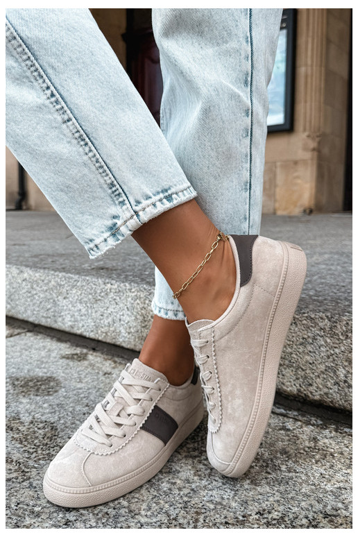 Faux suede women's sneakers Big Star UU274440 in sand