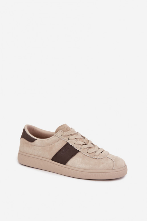 Faux suede women's sneakers Big Star UU274440 in sand
