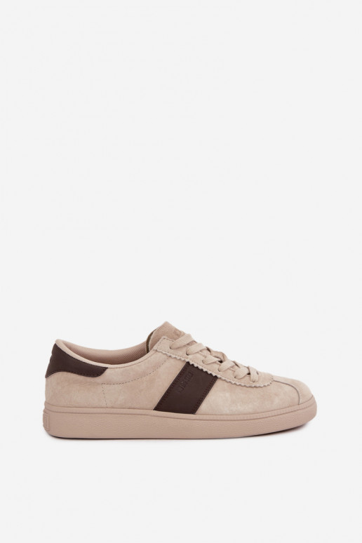 Faux suede women's sneakers Big Star UU274440 in sand
