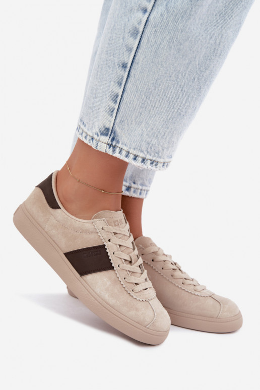 Faux suede women's sneakers Big Star UU274440 in sand