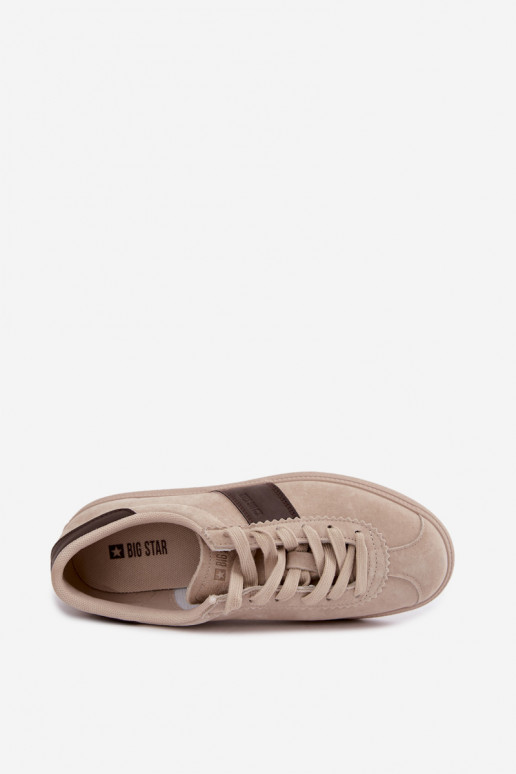 Faux suede women's sneakers Big Star UU274440 in sand