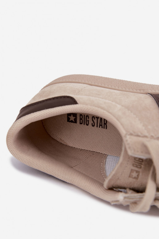 Faux suede women's sneakers Big Star UU274440 in sand