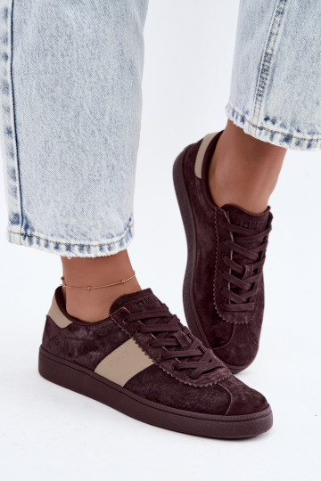 Suede sneakers for women Big Star UU274438 chocolate color