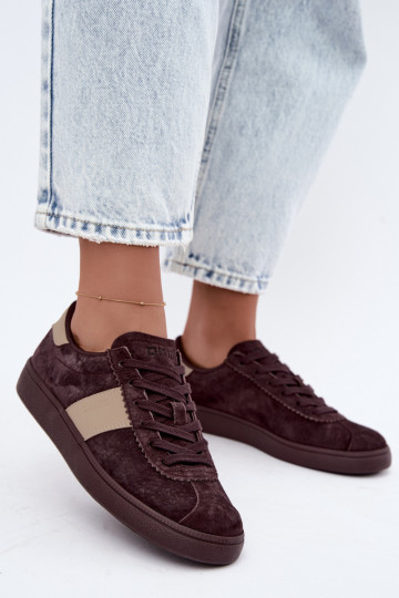 Suede sneakers for women Big Star UU274438 chocolate color 2