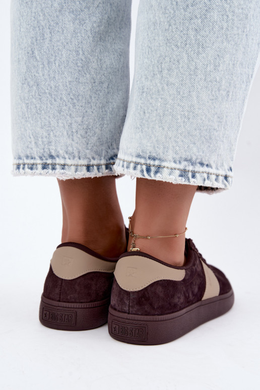 Zamszowe sneakersy dla kobiet Big Star UU274438 w kolorze czekoladowym