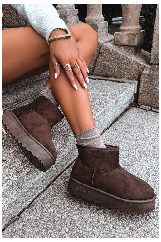 Snow boots with platform Big Star UU274223 in chocolate
