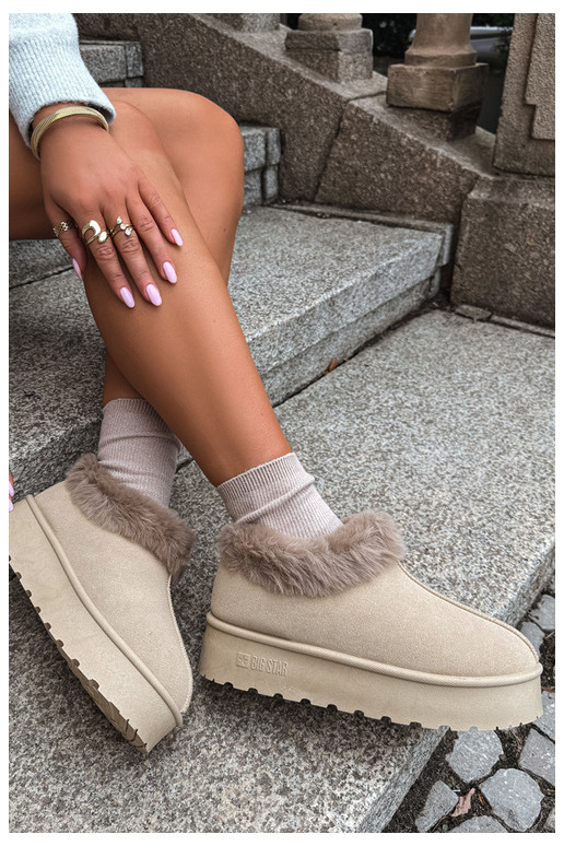 Snow boots with platform and fur Big Star UU274204 in sand