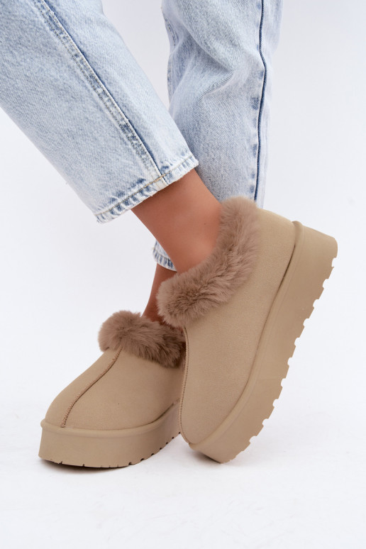 Snow boots with platform and fur Big Star UU274204 in sand