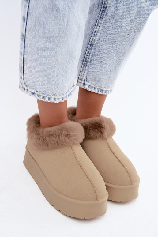 Snow boots with platform and fur Big Star UU274204 in sand