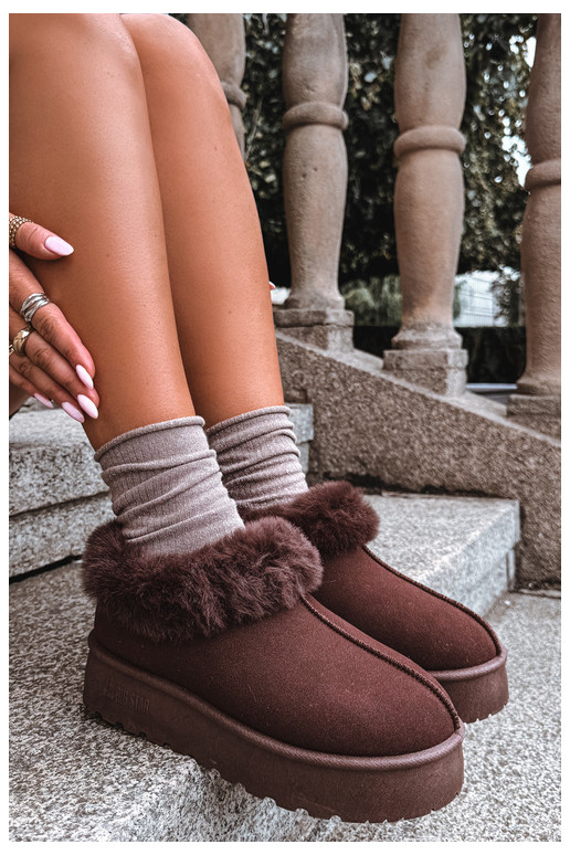 Snow boots with platform and fur Big Star UU274203 in chocolate