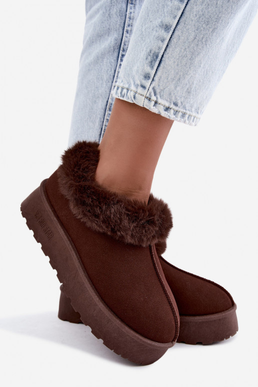 Snow boots with platform and fur Big Star UU274203 in chocolate
