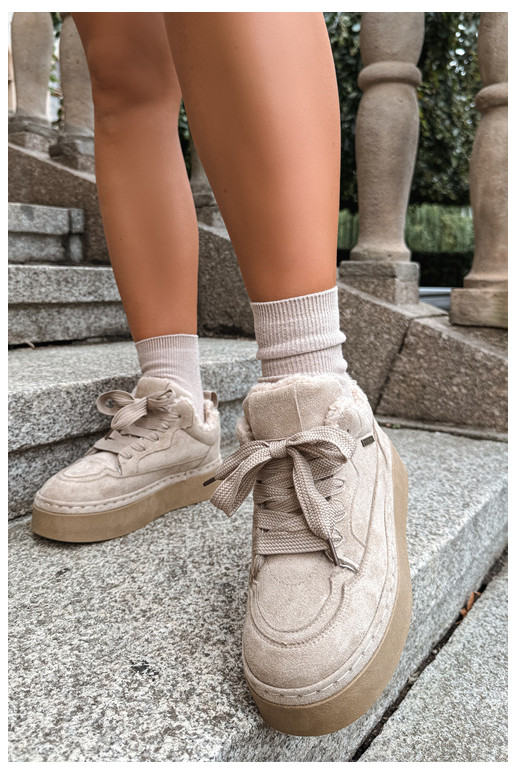 Laced snow boots with platform Big Star UU274187 in sand