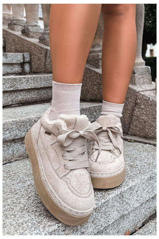 Laced snow boots with platform Big Star UU274187 in sand