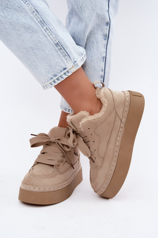 Laced snow boots with platform Big Star UU274187 in sand