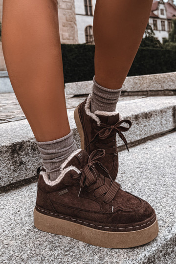 Laced snow boots with platform Big Star UU274188 in chocolate 2
