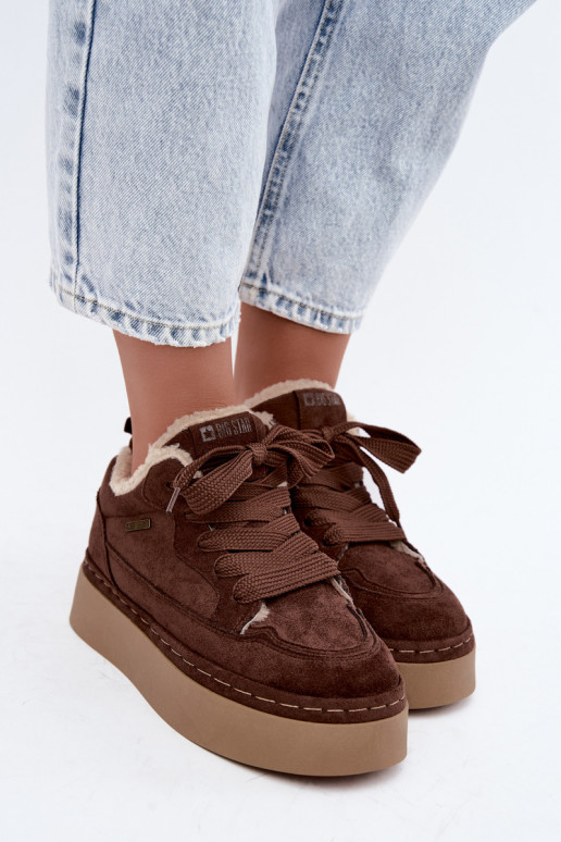 Laced snow boots with platform Big Star UU274188 in chocolate