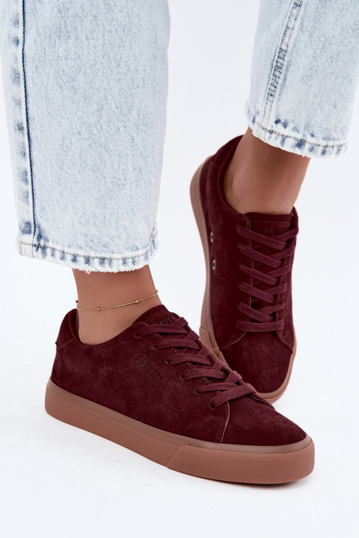 Sportowe buty damskie Big Star UU274242 w bordowym kolorze