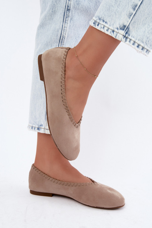 Ballet flats with woven trim sand color Talessa