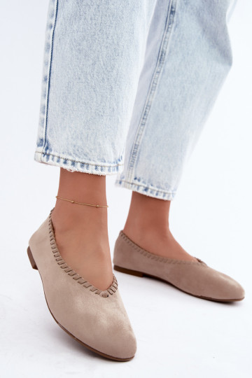 Ballet flats with woven trim sand color Talessa 2