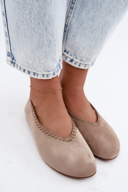 Ballet flats with woven trim sand color Talessa