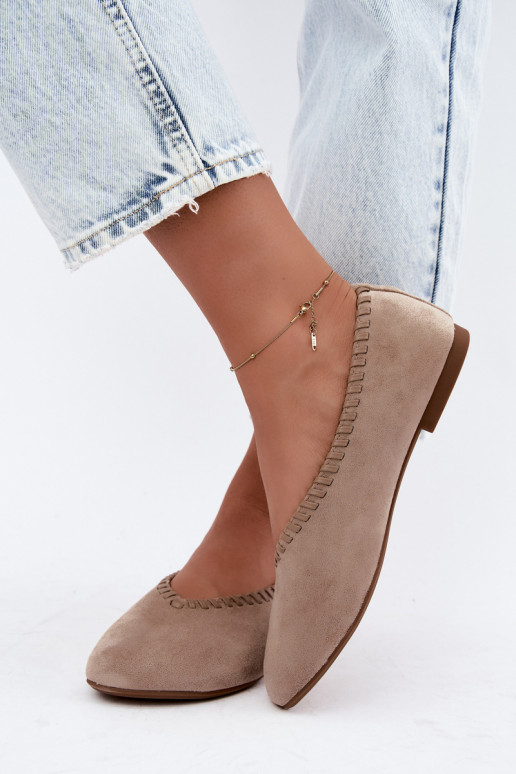 Ballet flats with woven trim sand color Talessa