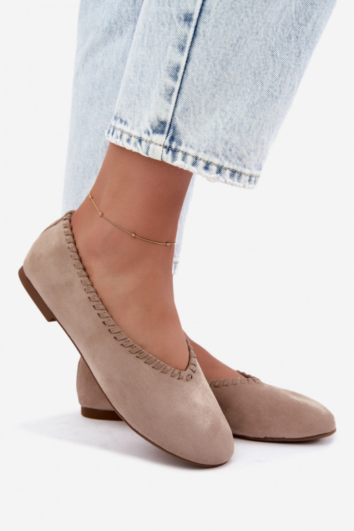 Ballet flats with woven trim sand color Talessa