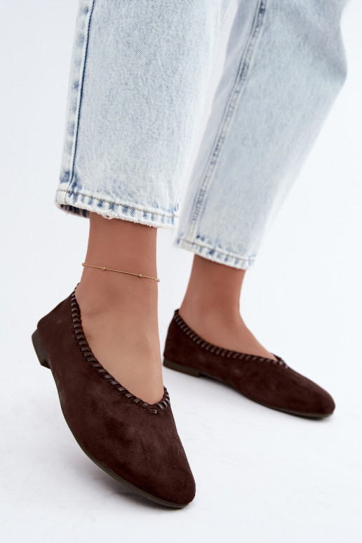 Ballet flats with woven trim chocolate color Talessa