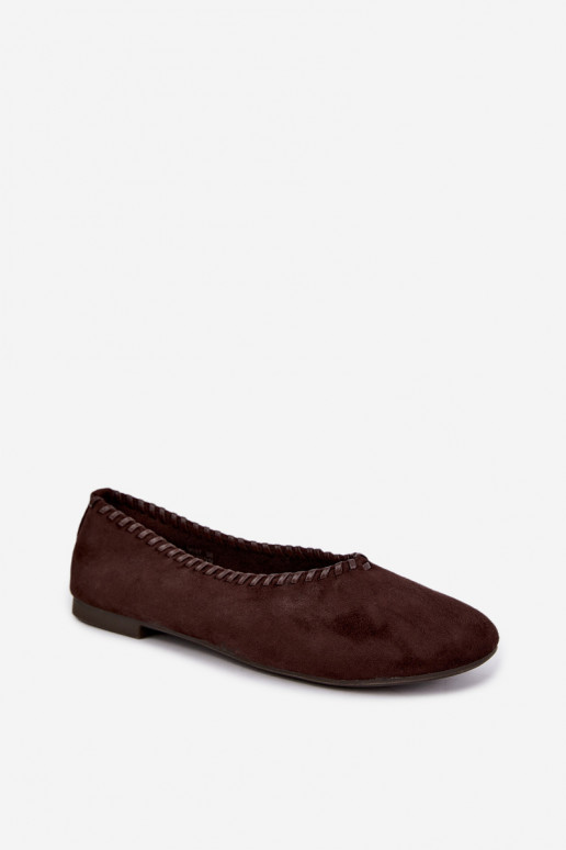 Ballet flats with woven trim chocolate color Talessa