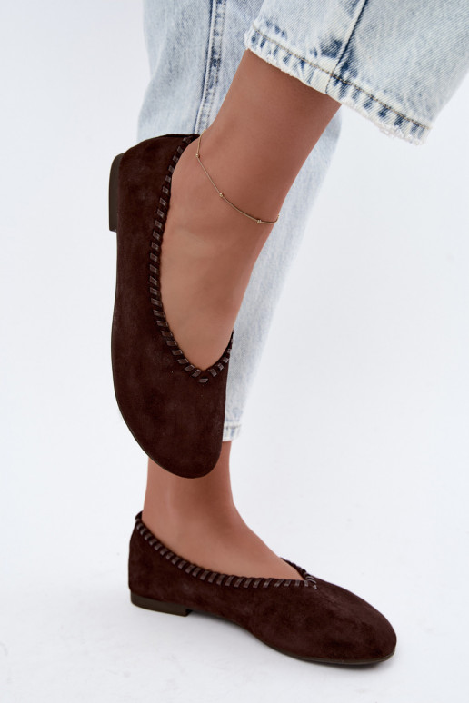 Ballet flats with woven trim chocolate color Talessa