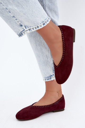 Ballet flats with woven trim burgundy color Talessa