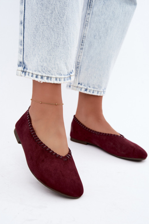 Ballet flats with woven trim burgundy color Talessa
