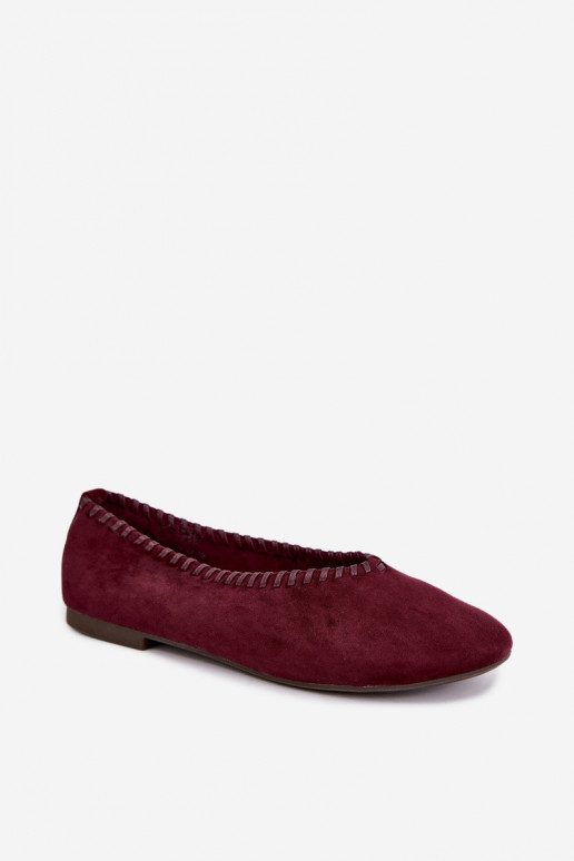 Ballet flats with woven trim burgundy color Talessa