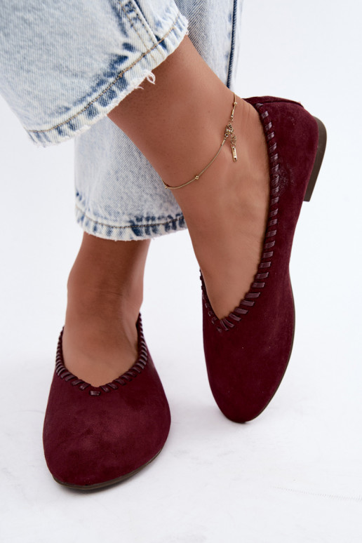 Baleriny z plecionym wykończeniem w kolorze bordowym Talessa