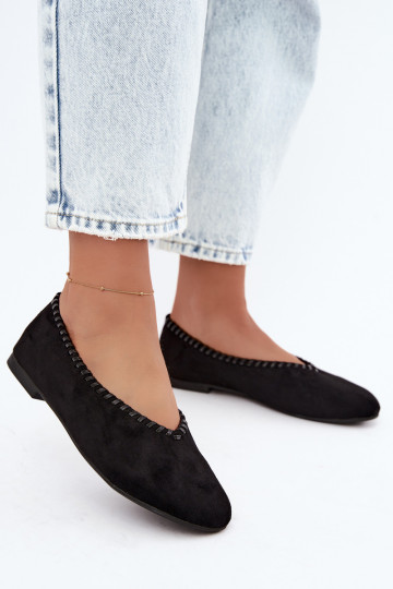 Black ballet flats with woven detail Talessa 2