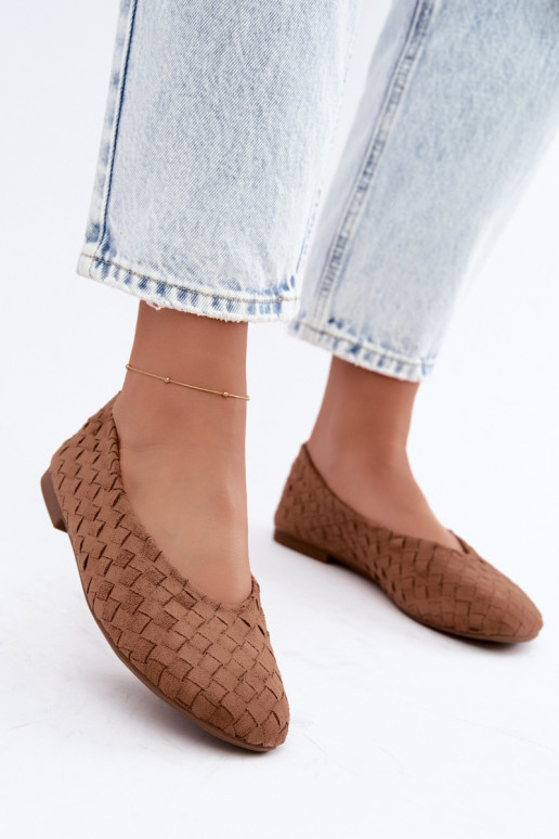 Brown ballet flats with patterns Larelle