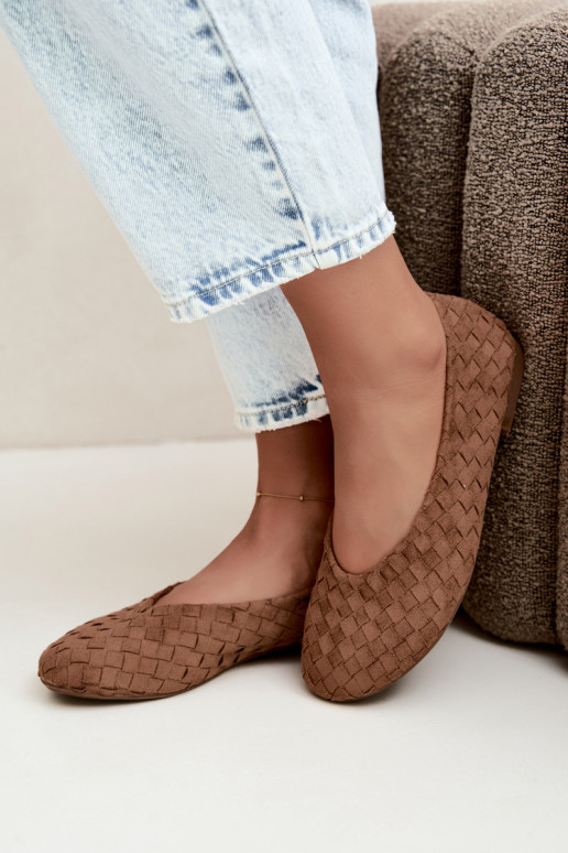 Brown ballet flats with patterns Larelle
