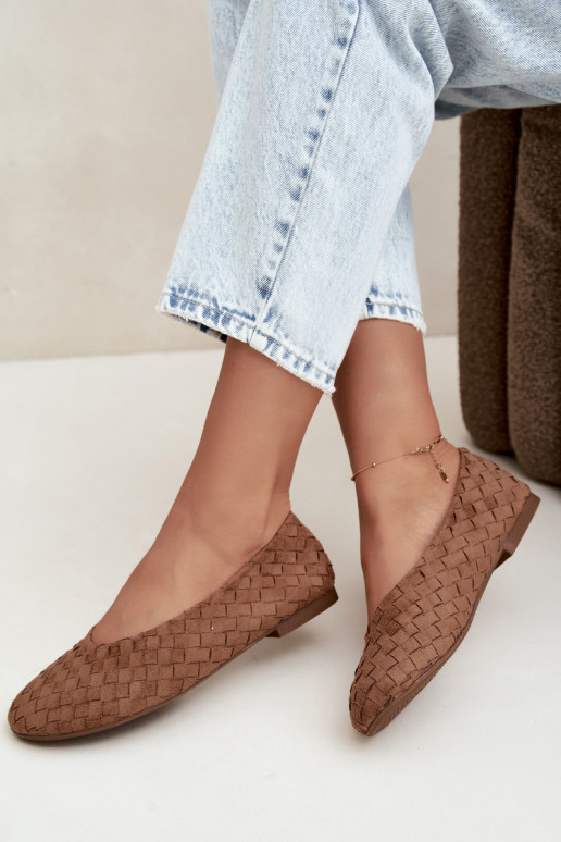 Brown ballet flats with patterns Larelle