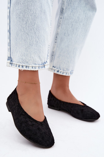 Black ballet flats with patterns Larelle