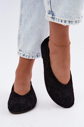 Black ballet flats with patterns Larelle 2