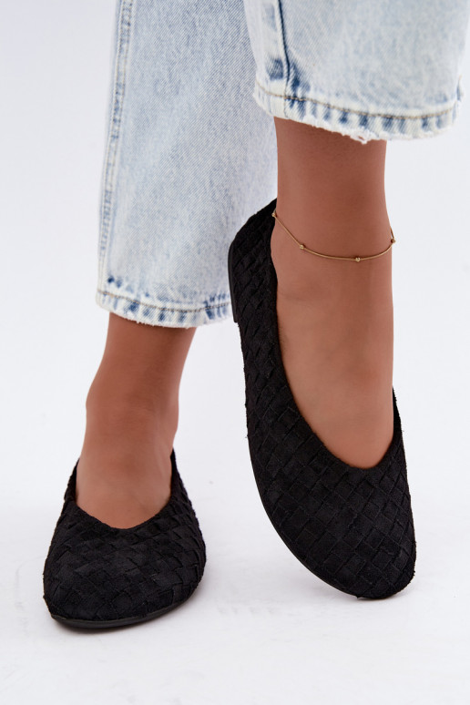 Black ballet flats with patterns Larelle