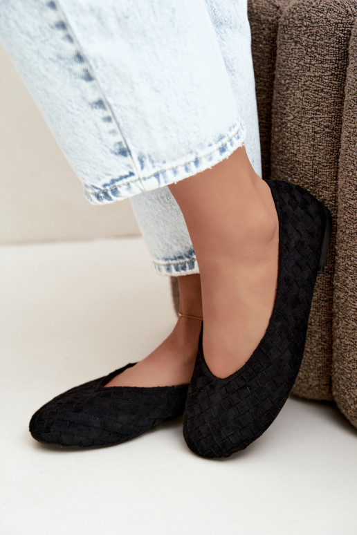 Black ballet flats with patterns Larelle