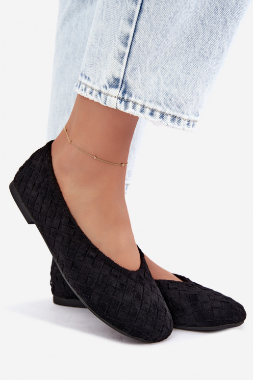 Black ballet flats with patterns Larelle