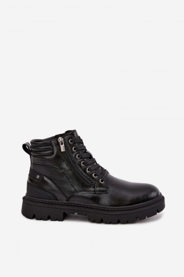 Black insulated leather boots for men Big Star UU174242 2
