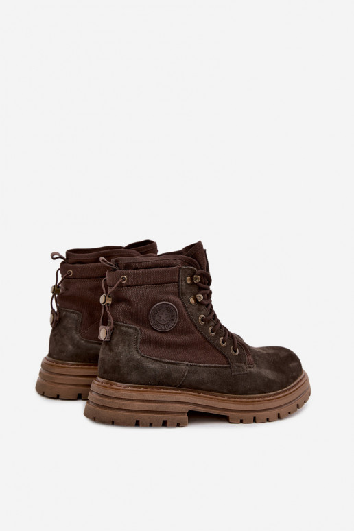 Dark brown suede boots for men Big Star UU174254