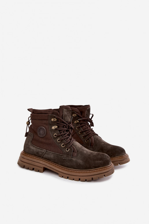 Dark brown suede boots for men Big Star UU174254