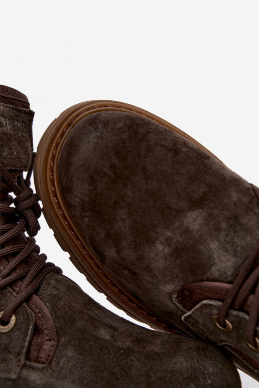 Dark brown suede boots for men Big Star UU174254