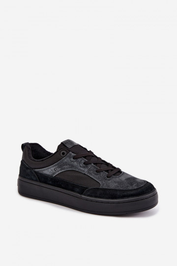 Black insulated suede sneakers for men Big Star UU174118