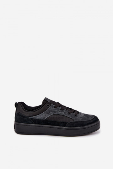 Black insulated suede sneakers for men Big Star UU174118 2