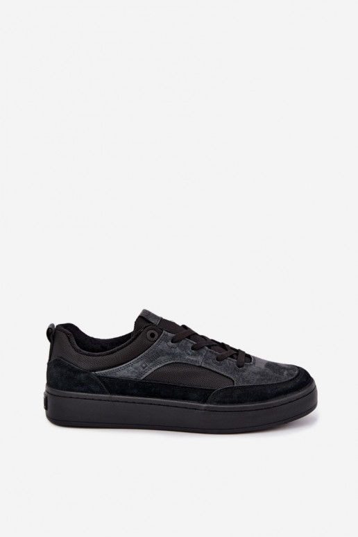 Black insulated suede sneakers for men Big Star UU174118